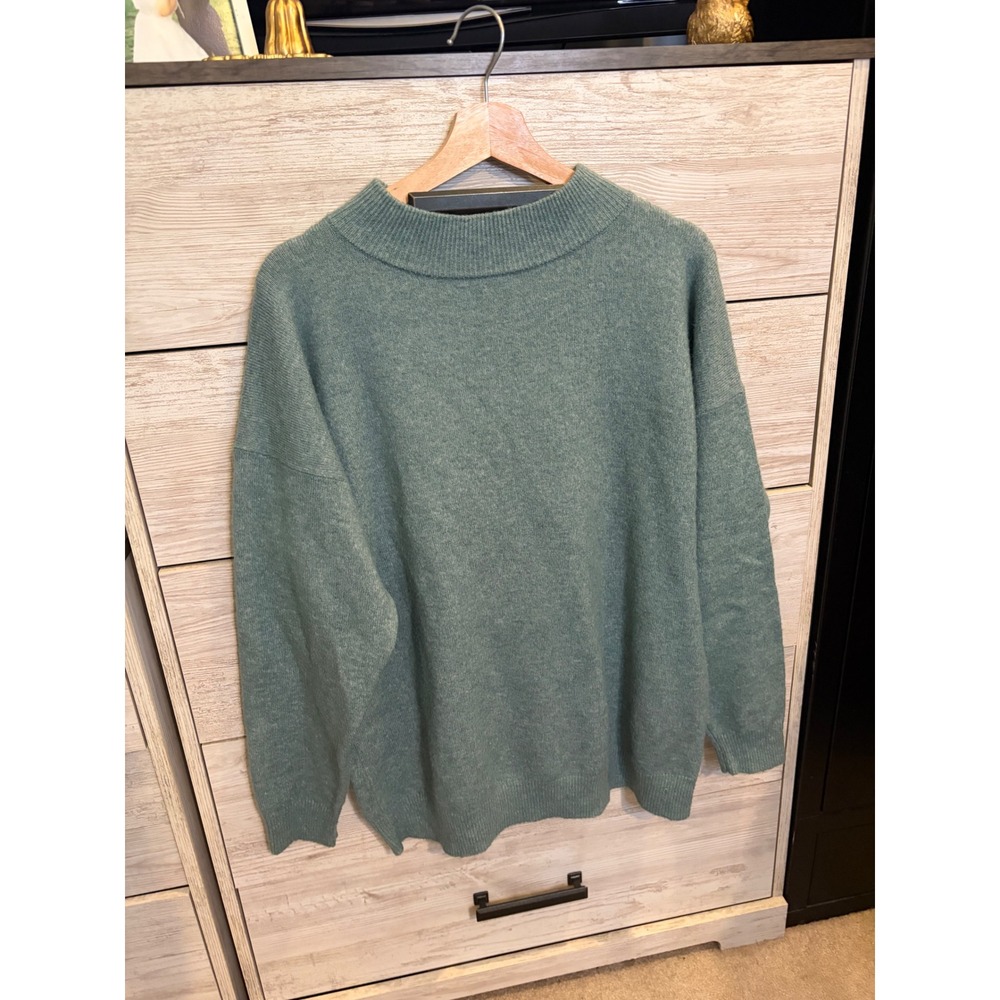 A New Day Sage Green Mock Neck Oversized Pullover Sweater Small